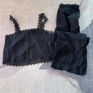 Medium Petite Linen set from Jcrew 
Pant is the pull on linen stratus pant